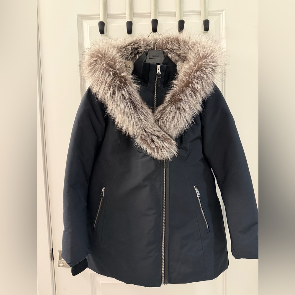 Mackage Adali Puffer Jacket with Silver Fox Fur Hood